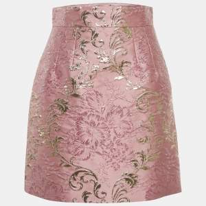Pre Owned Dolce & Gabbana Pink Floral Brocade Mini Skirt S
