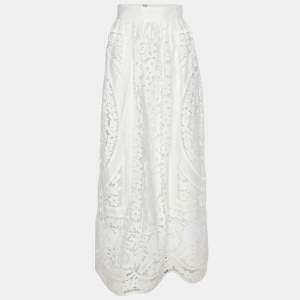 Dolce & Gabbana White Embroidered Cotton Maxi Skirt M 
