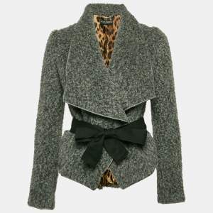 Dolce & Gabbana Grey Wool Open Drape Collar Jacket S