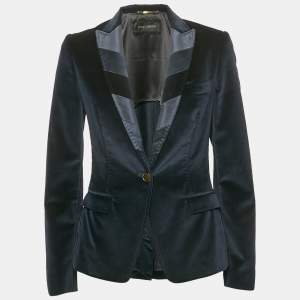 Dolce & Gabbana Blue Velvet Tailored Blazer S