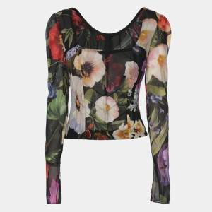 Dolce & Gabbana Multicolor Floral Print Silk Blouse S