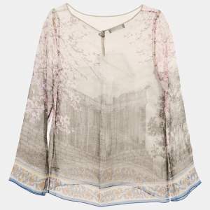 Dolce & Gabbana Purple Ancient Rome Print Silk Long Sleeve Top M