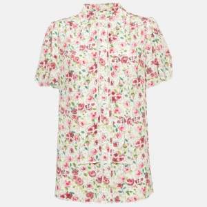 Dolce & Gabbana Pink Floral Print Silk Short Sleeve Shirt M