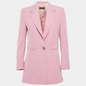Dolce & Gabbana Pink Gabardine Tailored Blazer XS