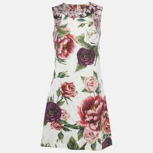 Dolce & Gabbana Multicolor Rose Jacquard Sleeveless Mini Dress S