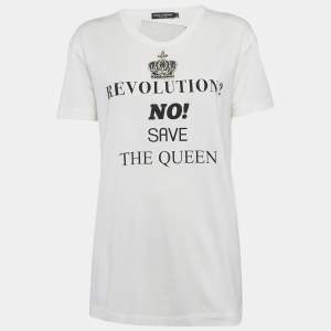 مملوكة مسبقًا Dolce & Gabbana White Logo Print T-Shirt S