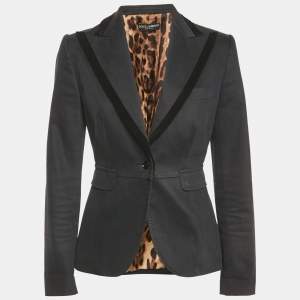 Pre Owned Dolce & Gabbana Black Cotton Single Breasted Blazer M
