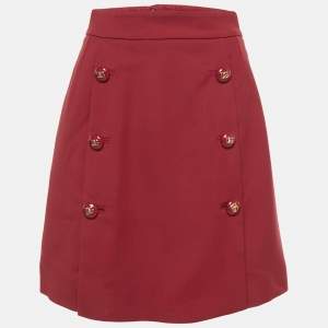 Dolce & Gabbana Red Wool Button Detail Mini Skirt M