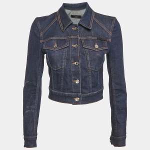 Pre Owned Dolce & Gabbana Blue Denim Cropped Jacket XS