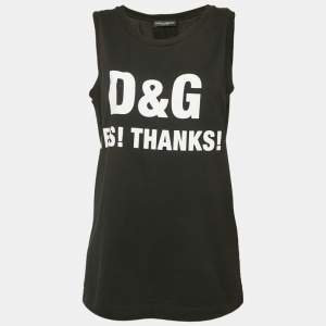Dolce & Gabbana Black Printed Jersey Millennials Sleeveless T-Shirt S