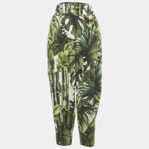 Dolce & Gabbana Green Tropical Print Cotton High Waist Trouser L