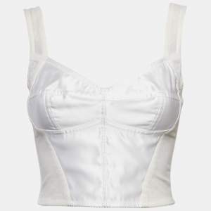Dolce & Gabbana White Mesh and Satin Bustier Top XS