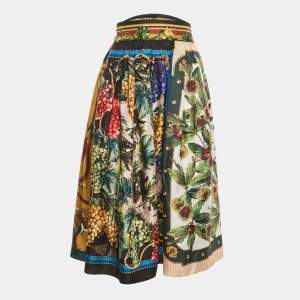 Dolce & Gabbana Multicolor Grape Printed Silk Midi Skirt M