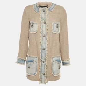 Dolce & Gabbana Beige Denim Trim Tweed Jacket M