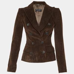 Dolce & Gabbana Brown Corduroy Double Breasted Jacket S