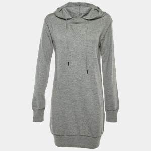Dolce & Gabbana Grey Wool Knit Hooded Sweater Dress S