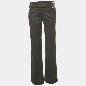 Pre Owned Dolce & Gabbana Black Gabardine Belted Pants M