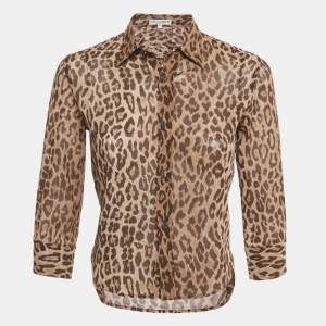 Dolce & Gabbana Brown Leopard Print Cotton Shirt S