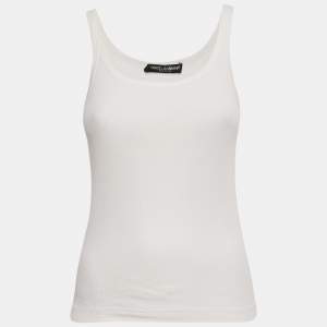 Pre Owned Dolce & Gabbana White Cotton Tank Top S 