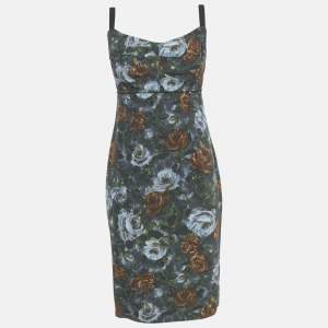 Dolce & Gabbana Grey Floral Print Crepe Sleeveless Short Dress M