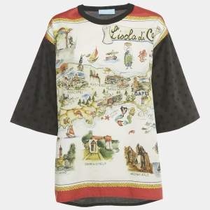 Dolce & Gabbana Red/Black Printed Cotton Lisola di Capri Top L