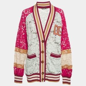 Pre Owned Dolce & Gabbana Multicolor Lace Sheer Oversized  S