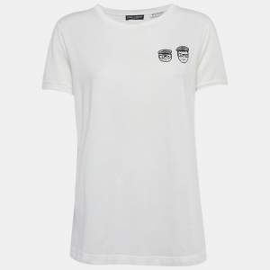 Pre Owned Dolce & Gabbana White Applique Cotton T-Shirt L