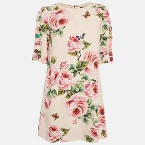 Pre Owned Dolce & Gabbana Pink Floral Print Silk Mini Dress M