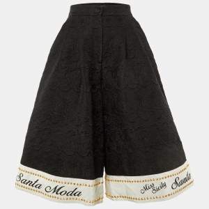 Pre Owned Dolce & Gabbana Black Jacquard Star Studded Culottes S