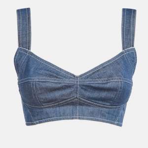 Pre Owned Dolce & Gabbana Blue Denim Bustier Top S