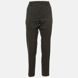 Pre Owned Dolce & Gabbana Black Polka Dot Cotton Trousers L