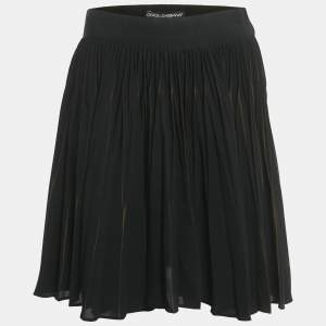 Pre Owned Dolce & Gabbana Black Crepe Pleated Mini Skirt M