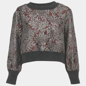 Pre Owned Dolce & Gabbana Burgundy Jacquard Sweatshirt M