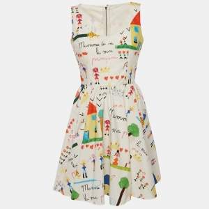 Pre Owned Dolce & Gabbana White Children's Drawing Poplin Mini Dress M
