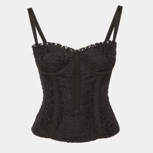 Pre Owned Dolce & Gabbana Black Lace Corset Top S