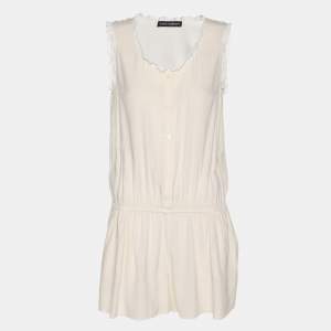Pre Owned Dolce & Gabbana White Cream Satin Jumpsuit M