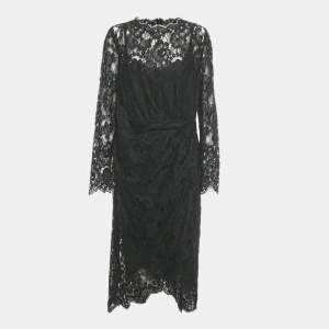 Pre Owned  Dolce & Gabbana Black Lace Midi Dress XL
