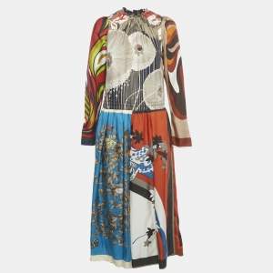 Pre Owned Dolce & Gabbana Multicolor Printed Silk Midi Dress S