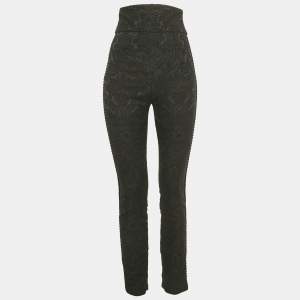 Pre Owned Dolce & Gabbana Black Side Trim Jacquard Trousers M