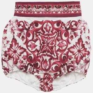 Pre Owned Dolce & Gabbana Pink Majolica Print Poplin Balloon Shorts S