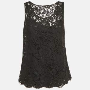 Pre Owned Dolce & Gabbana Black Lace Sleeveless Top S