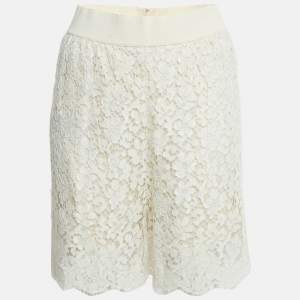 Pre Owned Dolce & Gabbana White Lace Shorts S