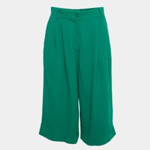 Pre Owned Dolce & Gabbana Green Crepe Pleated Shorts M