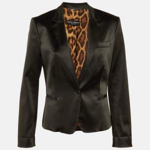 Pre Owned Dolce & Gabbana Black Satin Single Breasted Blazer M