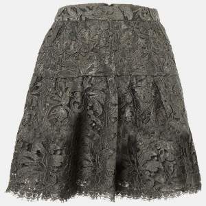 Pre Owned Dolce & Gabbana Grey Lace Mini Skirt XS 