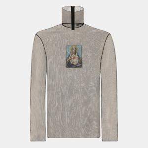 Pre Owned توب دولتشي أند غابانا شفاف تول تطبيق أم مريم أسود مقاس كبير جداً (إكسترا لارج)