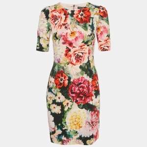 مملوكة مسبقًا Dolce & Gabbana Multicolor Floral Printed Crepe Midi Dress S
