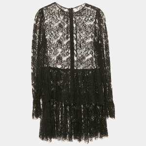 مملوكة مسبقًا Dolce & Gabbana Black Lace Tiered Mini Dress S