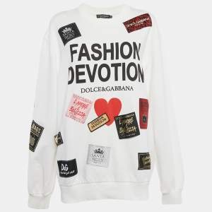 Pre Owned Dolce & Gabbana White Cotton Patch work Detail Knitwear S