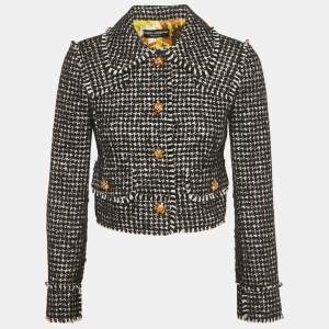 مملوكة مسبقًا Dolce & Gabbana Black/White Tweed Bejeweled Blazer S